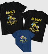 Daddy, Mummy, Bee-Day Girl Unisex Half Sleeve T-Shirts (Pack of 3)